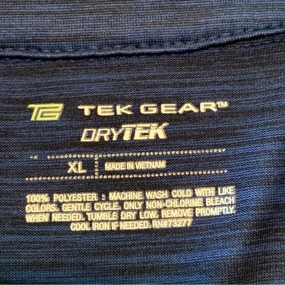 TEK GEAR DriTek Polo Men’s XL Blue Black Heather Short Sleeve Two Button. - Picture 6 of 11